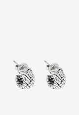 Bottega Veneta Small Intreccio Hoop Earrings Silver 795574 V5070-8117