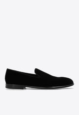 Dolce & Gabbana Leonardo DG Logo Velvet Loafers Black A50613 A6808-80999