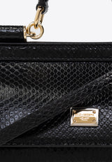 Dolce & Gabbana Small Sicily Python-Skin Top Handle Bag Black BB7116 A2111-80999