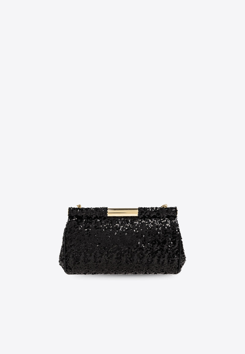 Dolce & Gabbana Medium Marlene Sequined Shoulder Bag Black BB7620 AR440-80999