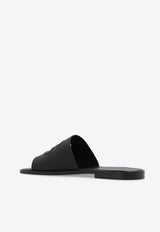 Dolce & Gabbana DG Logo Calf Leather Slides Black A80397 AO602-80999