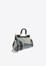 Dolce & Gabbana Medium Elongated Sicily Patchwork Denim Top Handle Bag Blue BB7652 A9U75-80650