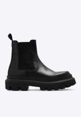 Dolce & Gabbana High Trekking Brushed Leather Chelsea Boots Black A60565 AB640-80999