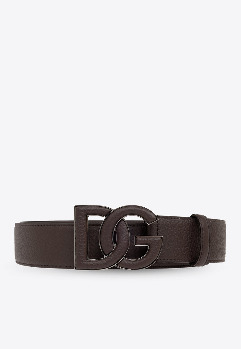 Dolce & Gabbana DG Logo Leather Belt Brown BC4675 AT489-80076