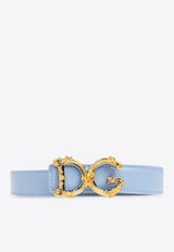 Dolce & Gabbana Baroque DG Logo Leather Belt Light Blue BE1348 AZ831-80789