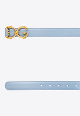 Dolce & Gabbana Baroque DG Logo Leather Belt Light Blue BE1348 AZ831-80789