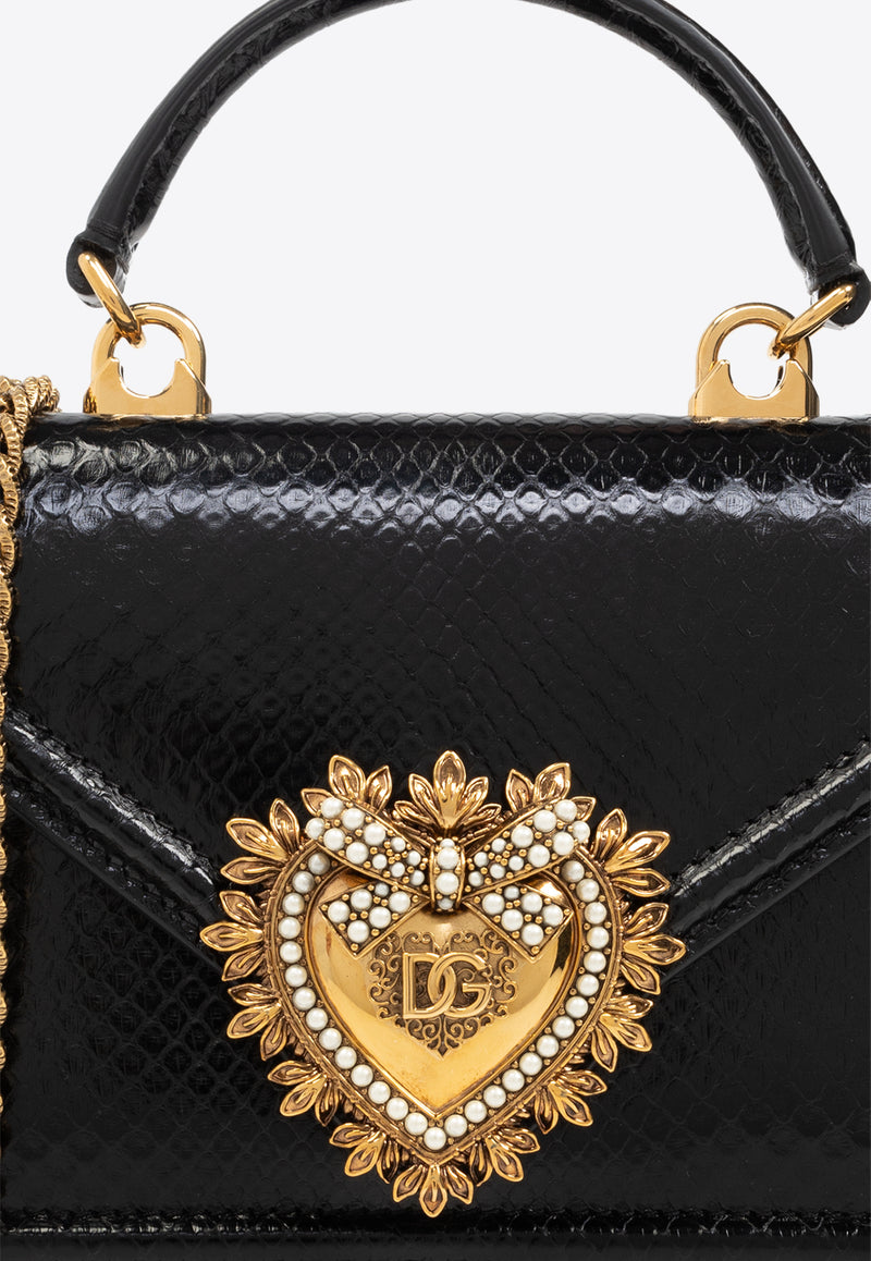 Dolce & Gabbana Small Devotion Python-Skin Shoulder Bag Black BB6711 A2111-80999