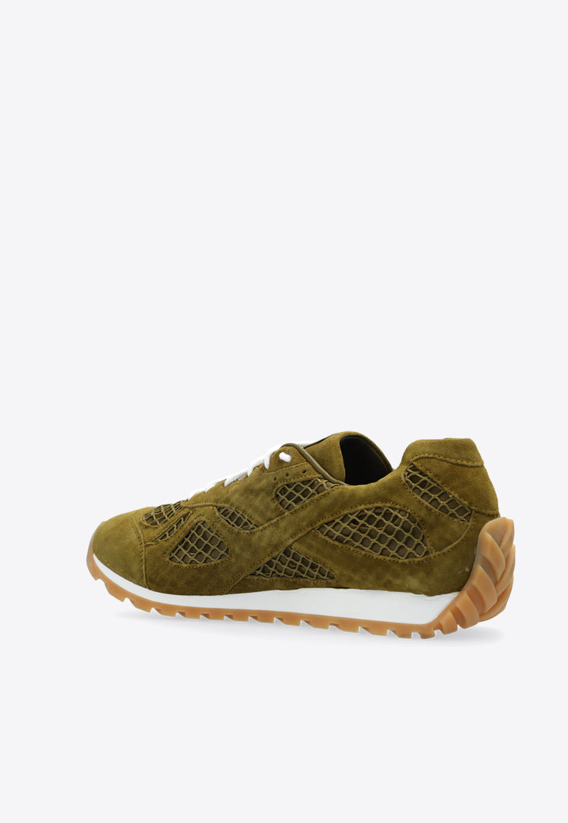 Bottega Veneta Orbit Suede Runner Sneakers Olive Oil 796481 V4JE1-3310