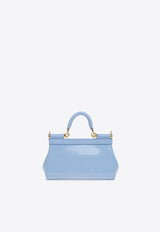 Dolce & Gabbana Small Sicily Polished Leather Shoulder Bag Light Blue BB7116 A1037-80789