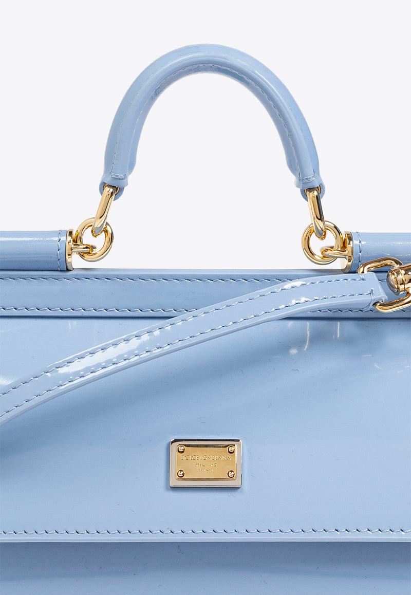 Dolce & Gabbana Small Sicily Polished Leather Shoulder Bag Light Blue BB7116 A1037-80789