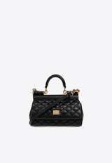 Dolce & Gabbana Small Sicily Quilted Leather Top Handle Bag Black BB7116 AV967-80999