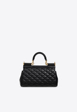 Dolce & Gabbana Small Sicily Quilted Leather Top Handle Bag Black BB7116 AV967-80999