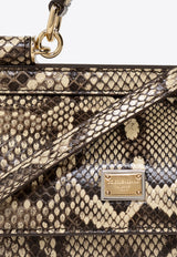 Dolce & Gabbana Small Sicily Python-Skin Top Handle Bag Beige BB7116 A2111-80200