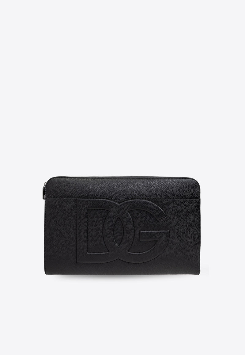 Dolce & Gabbana DG Logo Leather Pouch Bag Black BM2337 A8034-80999