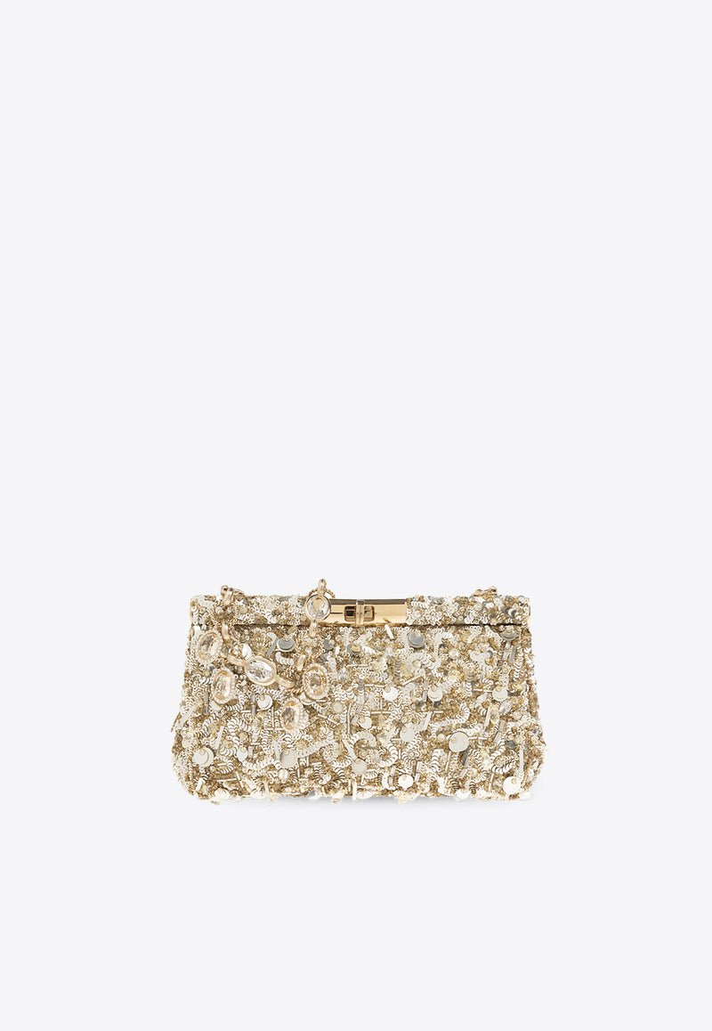 Dolce & Gabbana Medium Marlene Sequined Shoulder Bag Gold BB7620 A5213-8E125