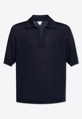 Bottega Veneta Cashmere Polo T-shirt Navy 799560 V4B70-4121