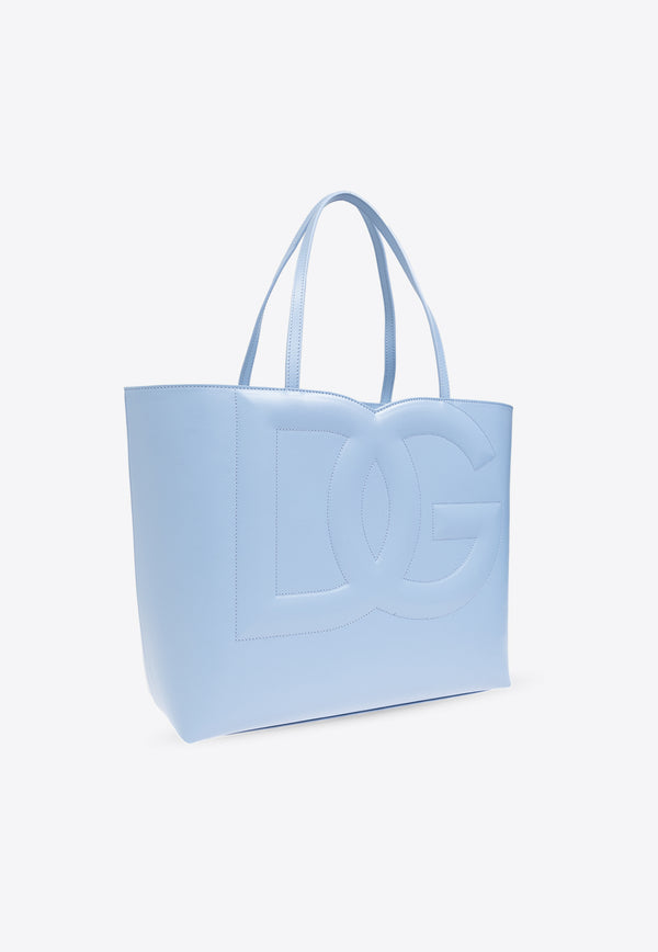 Dolce & Gabbana Medium DG Logo Leather Tote Bag Light Blue BB7338 AW576-80789