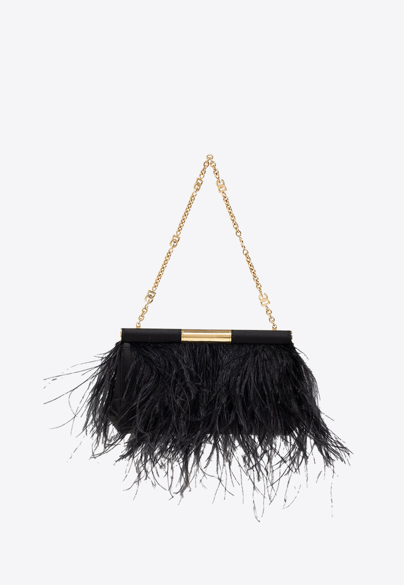 Dolce & Gabbana Medium Marlene Ostrich-Feather Shoulder Bag Black BB7620 A9S91-8B956