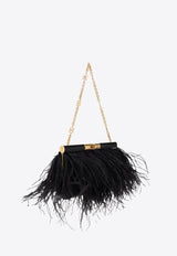 Dolce & Gabbana Medium Marlene Ostrich-Feather Shoulder Bag Black BB7620 A9S91-8B956