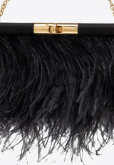 Dolce & Gabbana Medium Marlene Ostrich-Feather Shoulder Bag Black BB7620 A9S91-8B956