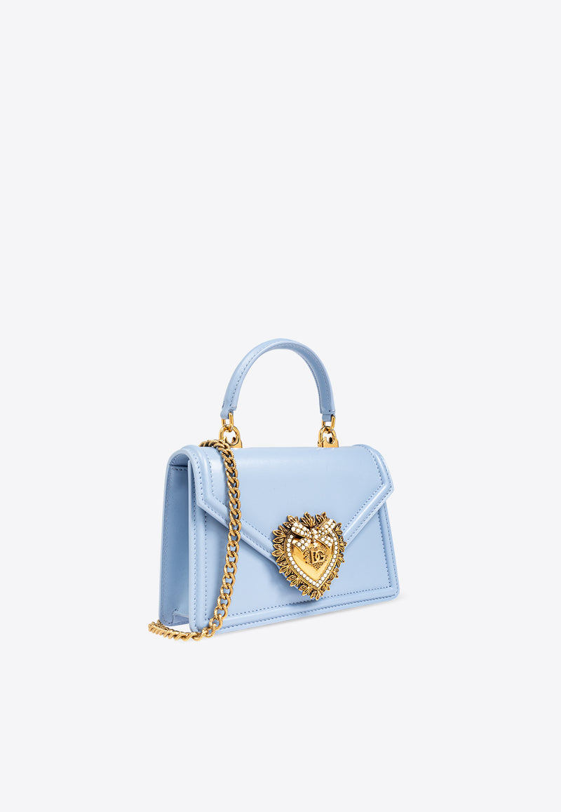 Dolce & Gabbana Small Devotion Leather Top Handle Bag Light Blue BB6711 AV893-80789