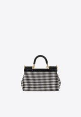 Dolce & Gabbana Small Sicily Houndstooth Top Handle Bag Black BB7116 AV919-HW5FG