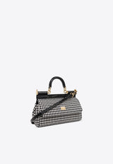 Dolce & Gabbana Small Sicily Houndstooth Top Handle Bag Black BB7116 AV919-HW5FG