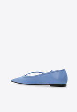 Dolce & Gabbana Mun Polished Leather Ballet Flats Light Blue CB0217 A1037-80789