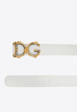 Dolce & Gabbana DG Baroque Leather Belt White BE1336 AZ831-80001