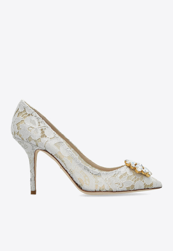 Dolce & Gabbana Bellucci 90 Taormina Lace Pumps Cream CD0101 AL198-80005