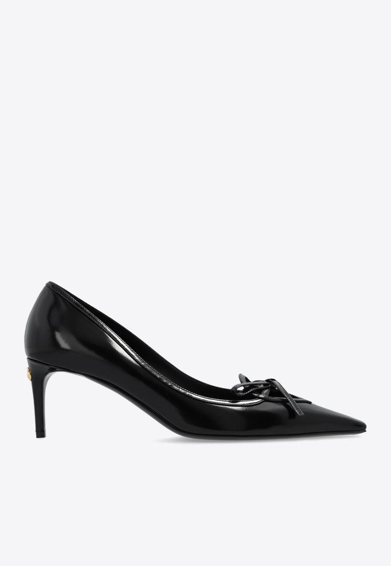 Dolce & Gabbana Mun 60 Bow Appliqué Leather Pumps Black CD1855 A1037-80999