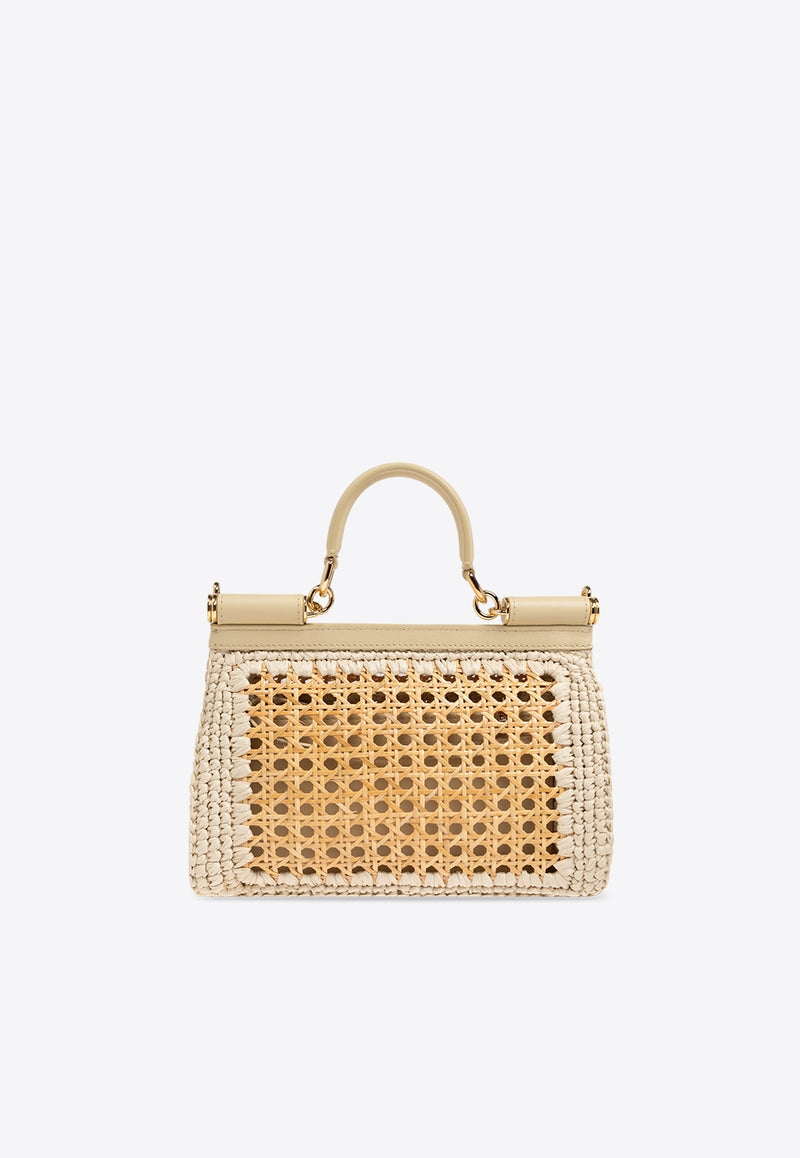 حقيبة يد سيسيلي مُطولة من الرافيا المنسوجة