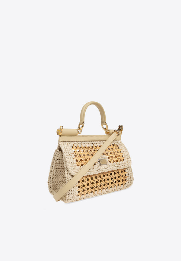 Dolce & Gabbana Elongated Sicily Woven Raffia Top Handle Bag Beige BB7652 AV888-8Z149