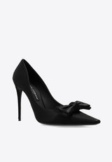 Dolce & Gabbana 105 Bow Appliqué Satin Pumps Black CD1892 A3I64-8B956