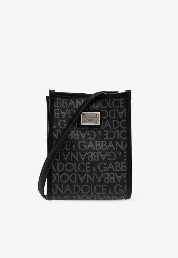 Dolce & Gabbana Small Logo Jacquard Messenger Bag Black BM3025 AJ705-8B969