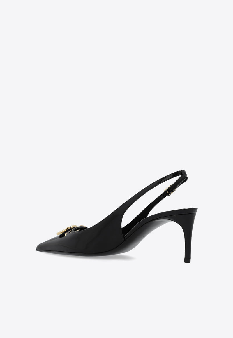 Dolce & Gabbana Lollo 60 DG Logo Slingback Pumps Black CG0710 A1037-80999