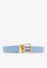 Dolce & Gabbana DG Logo Plaque Leather Belt Light Blue BE1351 AQ420-80789