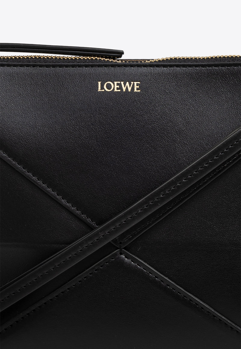 Loewe Puzzle Fold Leather Crossbody Bag Black C510PT1X01 0-BLACK