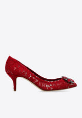 Dolce & Gabbana Bellucci 60 Brooch Embellished Lace Pumps Red CD0066 AL198-80304