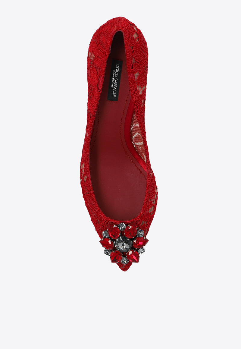 Dolce & Gabbana Bellucci 60 Brooch Embellished Lace Pumps Red CD0066 AL198-80304