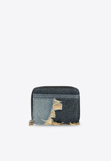 Patchwork Denim Zip Wallet