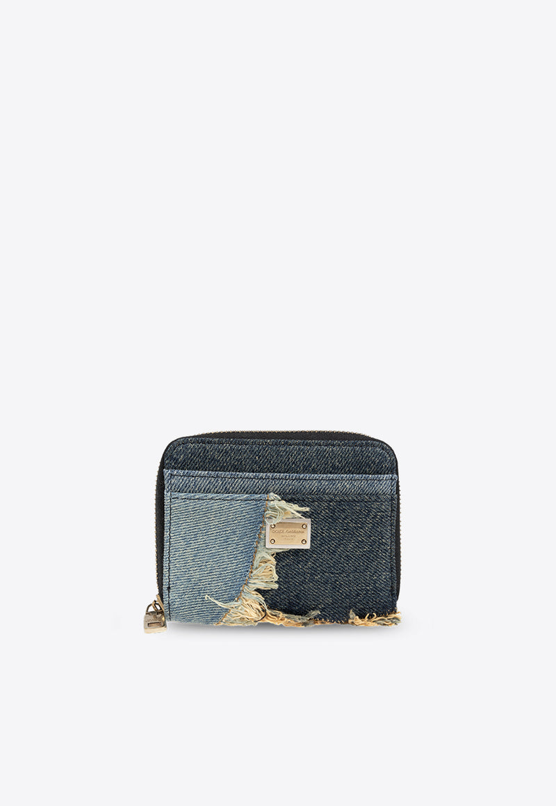 Patchwork Denim Zip Wallet