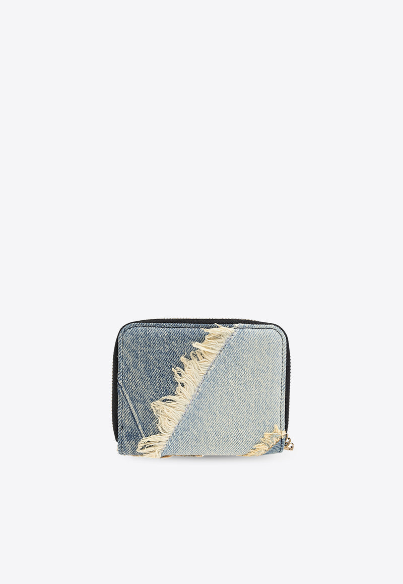Patchwork Denim Zip Wallet