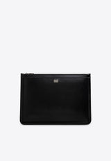 Dolce & Gabbana Large Logo Plaque Leather Pouch Black BM2328 AV956-80999