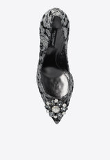 Dolce & Gabbana Bellucci 90 Brooch Embellished Lace Pumps Gray CD0101 AE637-87505