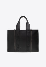 Chloé Large Woody Leather Tote Bag Black CHC22WS382 I60-001