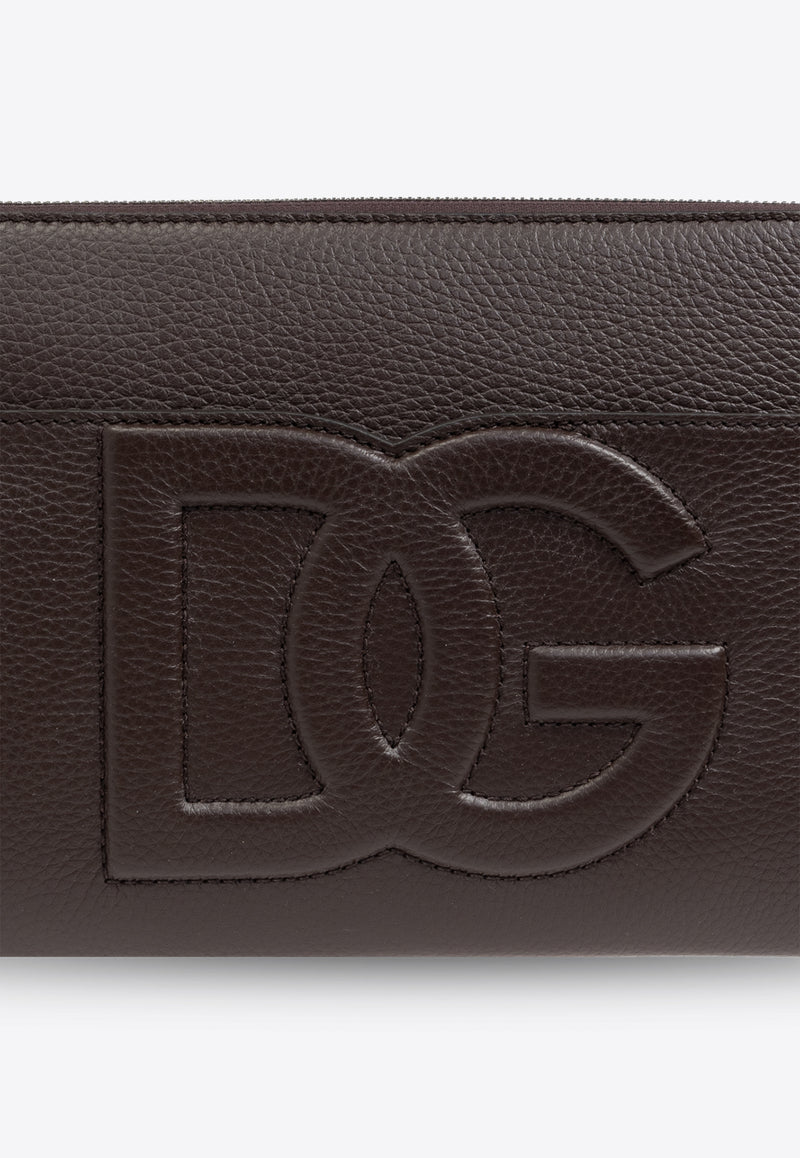 Dolce & Gabbana Medium DG Logo Leather Pouch Bag Brown BM2338 A8034-80076