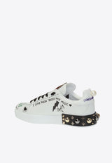 Dolce & Gabbana Portofino Printed Leather Sneakers White CK1562 AH076-8S534