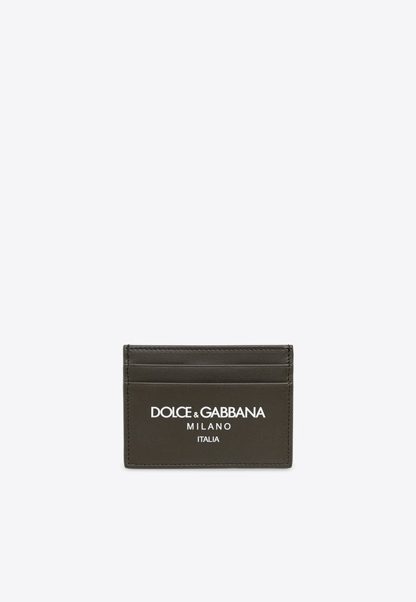 Dolce & Gabbana Logo Print Leather Cardholder Green BP0330 AN244-HXII7