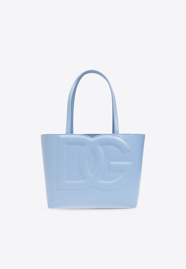 Dolce & Gabbana Small DG Logo Leather Tote Bag Light Blue BB7337 AW576-80789